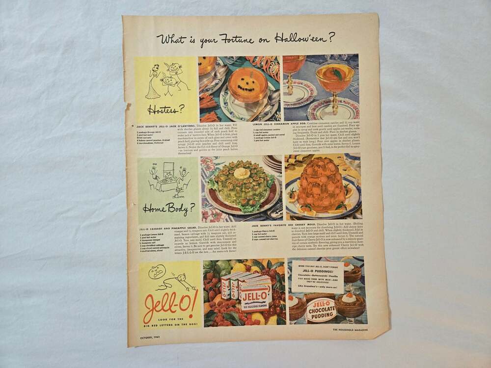 October 1941 Vintage Halloween Jell-O Advertisement from The Household Magazine